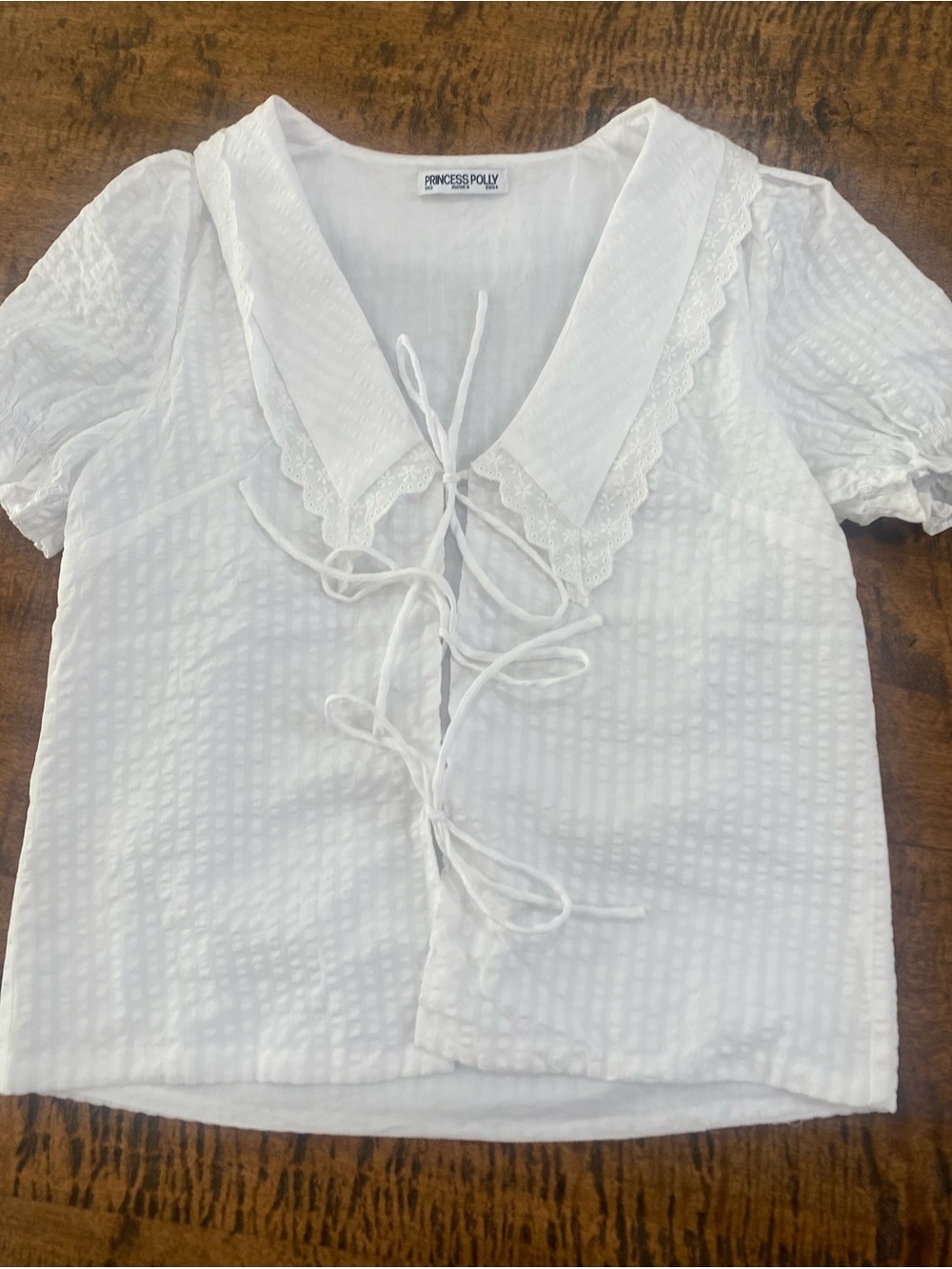 Princess Polly White Textured Tie-Front Tunic Top - Picture 4 of 11